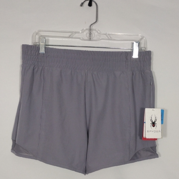 NWT Spyder Women's Dark Gray Everyday Shorts Size Large Hyrdro web Flex web - Picture 1 of 10